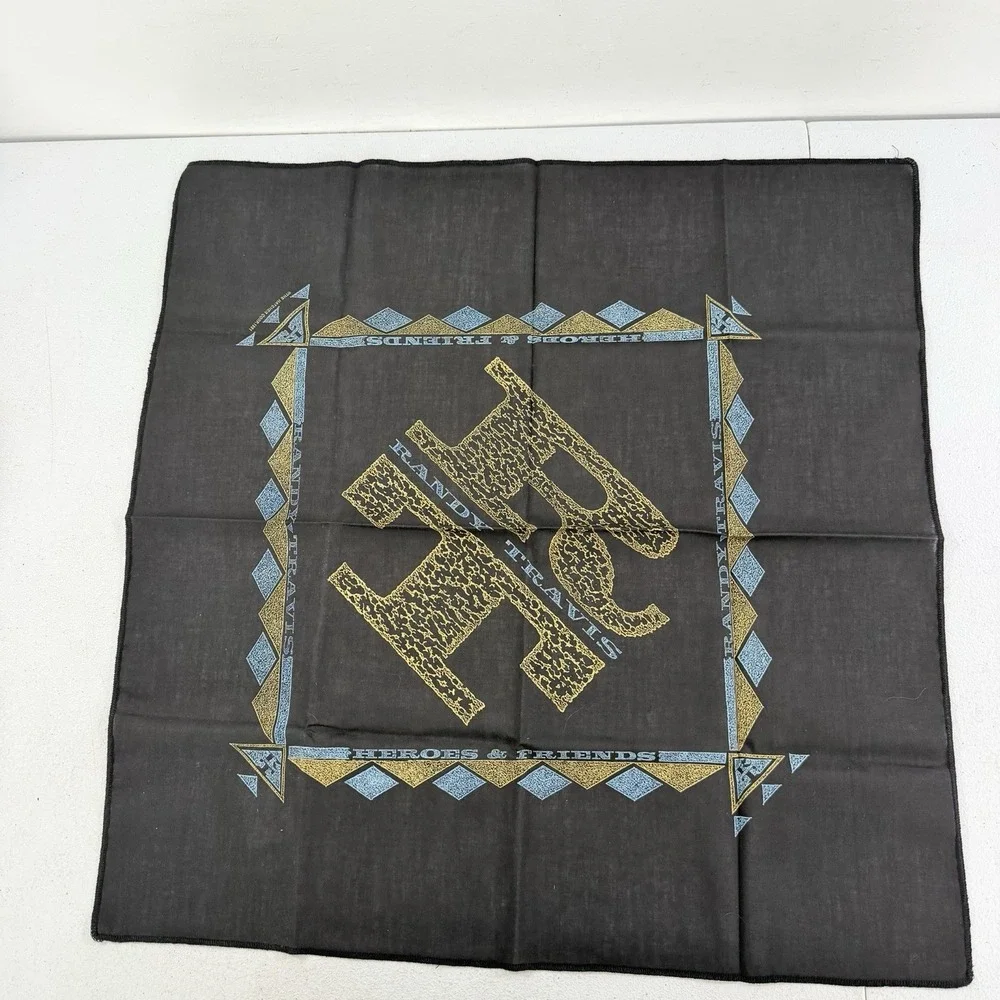 Vintage Randy Travis 1991 Country Music Bandana Scarf Black 21